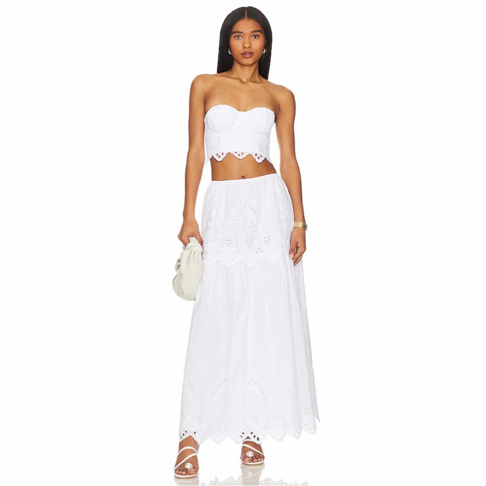 NWT LPA Francesca Eyelet Maxi Skirt in White XS